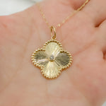 Load image into Gallery viewer, 14k Solid Gold Diamond Clover Charm. KG299