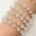 Load image into Gallery viewer, Rainbow Moonstone Sterling Silver Wire Chain