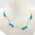 Load image into Gallery viewer, NFZ72631TQ. 14K Solid Gold Turquoise Bars Necklace