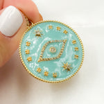 Load image into Gallery viewer, Diamond Sterling Silver Round Eye and Star Enamel Pendant
