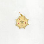 Load image into Gallery viewer, GDP547. 14K Solid Gold Diamond Sun & Star Charm with Gemstone