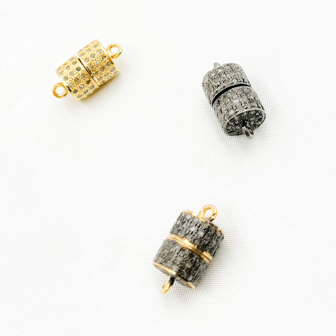 DC665. Diamond & Sterling Silver Magnetic Barrel Clasp