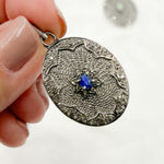 Load image into Gallery viewer, DP253. Diamond & Sterling Silver Oval Pendant with Gemstone