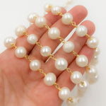 Load image into Gallery viewer, Gold Plated Wire Pearl Chain