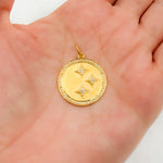 Load image into Gallery viewer, 14K Solid Gold Diamond Circle Stars Charm. GDP244