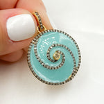 Load image into Gallery viewer, Diamond Sterling Silver Round Spiral Enamel Pendant