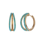 Load image into Gallery viewer, EHZ57722TQ. 14K Solid Gold Turquoise Hoops