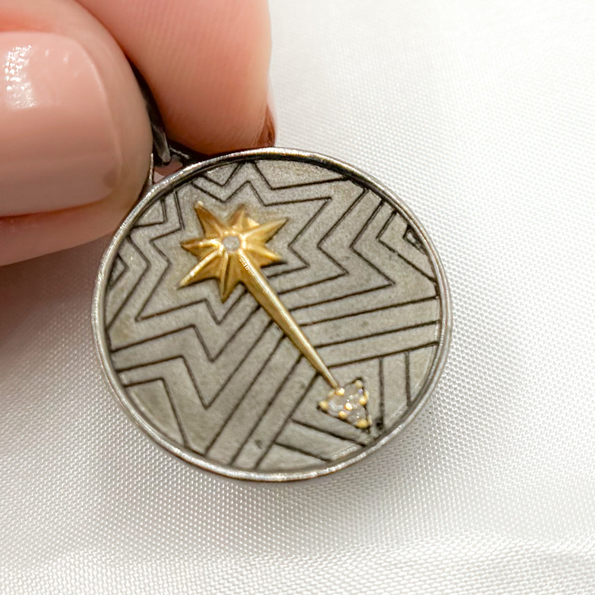 Shop Diamond Sterling Silver Round Star Pendant