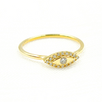 Load image into Gallery viewer, 14K Solid Gold Diamond Evil Eye Ring.