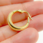 Load image into Gallery viewer, 14K Solid Gold Textured Hoop Earrings