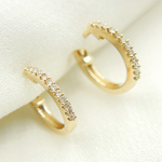 Load image into Gallery viewer, EHB56864. 14K Solid Yellow Gold Diamond Huggie Hoop Earrings