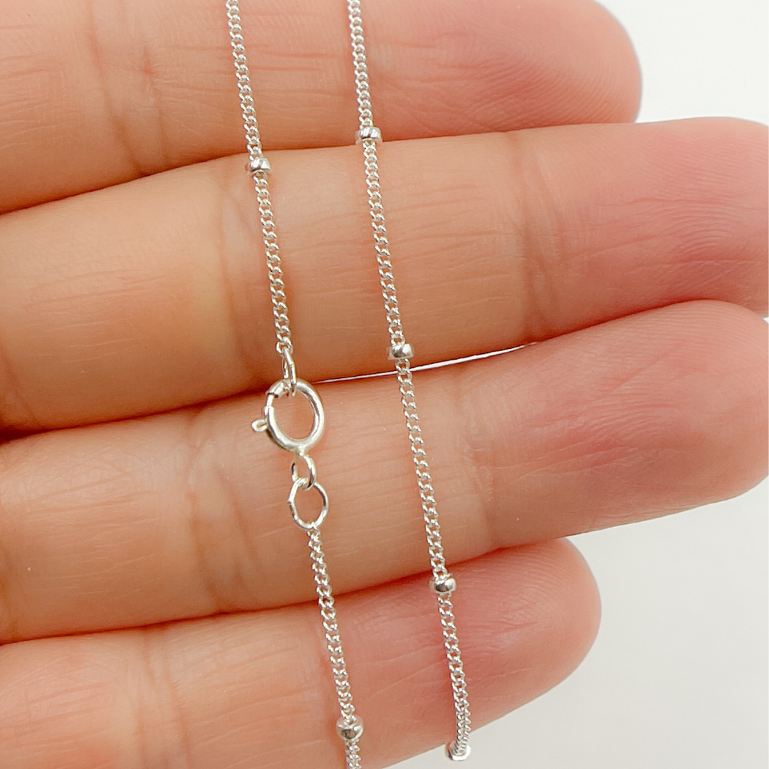 925 Sterling Silver Satellite Finished Necklace. 444SSNecklace