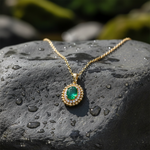 Load image into Gallery viewer, CP96735EM8X6. 18K Solid Gold Diamond & Emerald Pendant