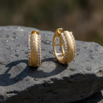 Load image into Gallery viewer, EHD57280. 14K Solid Yellow Gold Diamond Hoop Earrings