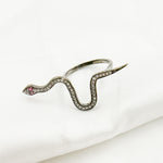 Load image into Gallery viewer, DR015. Diamond Sterling Silver Snake Ring with Gemstone
