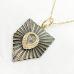 Load image into Gallery viewer, 14k Solid Gold Sterling Silver Black Rhodium with Diamonds Pentagon Charm. KSG22