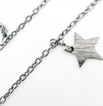 Load image into Gallery viewer, Black Rhodium 925 Sterling Silver Chain with Star & Moon Dangles