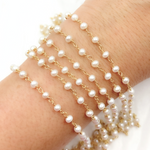 Load image into Gallery viewer, Freshwater Pearl Round Shape Gold Plated Wire Chain. PRL9