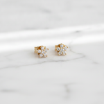 Load image into Gallery viewer, ER412616Y. 14k Solid Yellow Gold Diamond Flower Studs