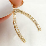 Load image into Gallery viewer, Gold Diamond Wishbone Charm