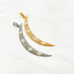 Load image into Gallery viewer, Diamond Sterling Silver Moon Pendant with Polki Diamond