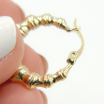 Load image into Gallery viewer, GER145. 14K Hollow Gold Textured Hoop Earrings