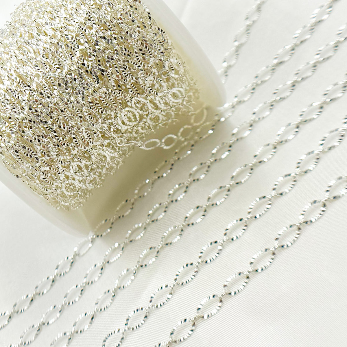 Sterling Silver Diamond Cut Oval Cable Chains