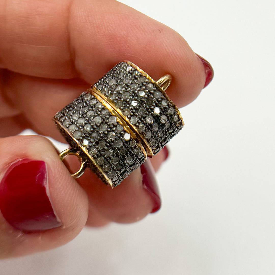 Diamond Sterling Silver Magnetic Barrel Clasp