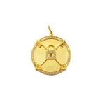 Load image into Gallery viewer, 14K Solid Gold Circle Lock and Key Pendant with Diamonds. GDP46