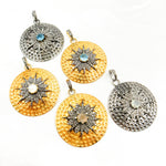 Load image into Gallery viewer, DP272. Diamond Sterling Silver Round Star Pendant with Gemstone