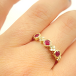 Load image into Gallery viewer, 14K Solid Yellow Gold Diamond and Ruby Ring.