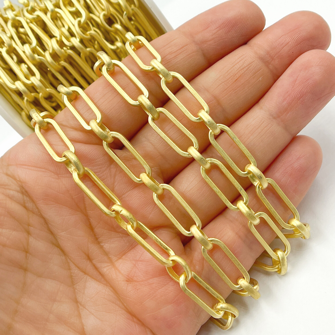 Gold Plated Matt Sterling Silver Long & Short Link Chain