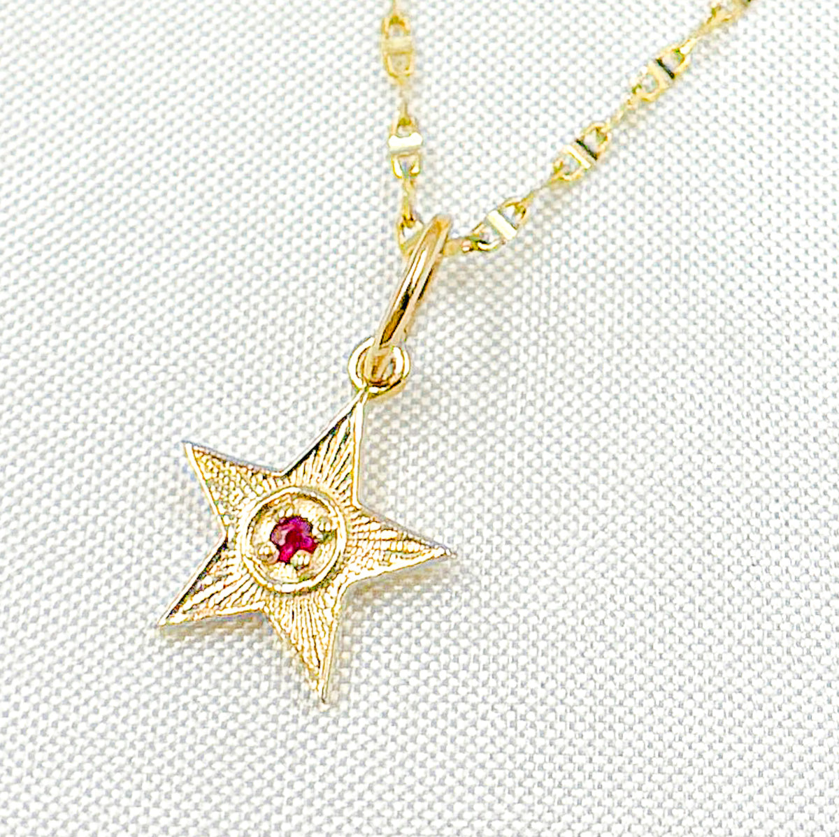 GDP422. 14K Solid Gold Gemstone Star Charm