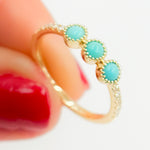 Load image into Gallery viewer, Shop 14K Solid Yellow Gold Diamond and Turquoise Band Ring