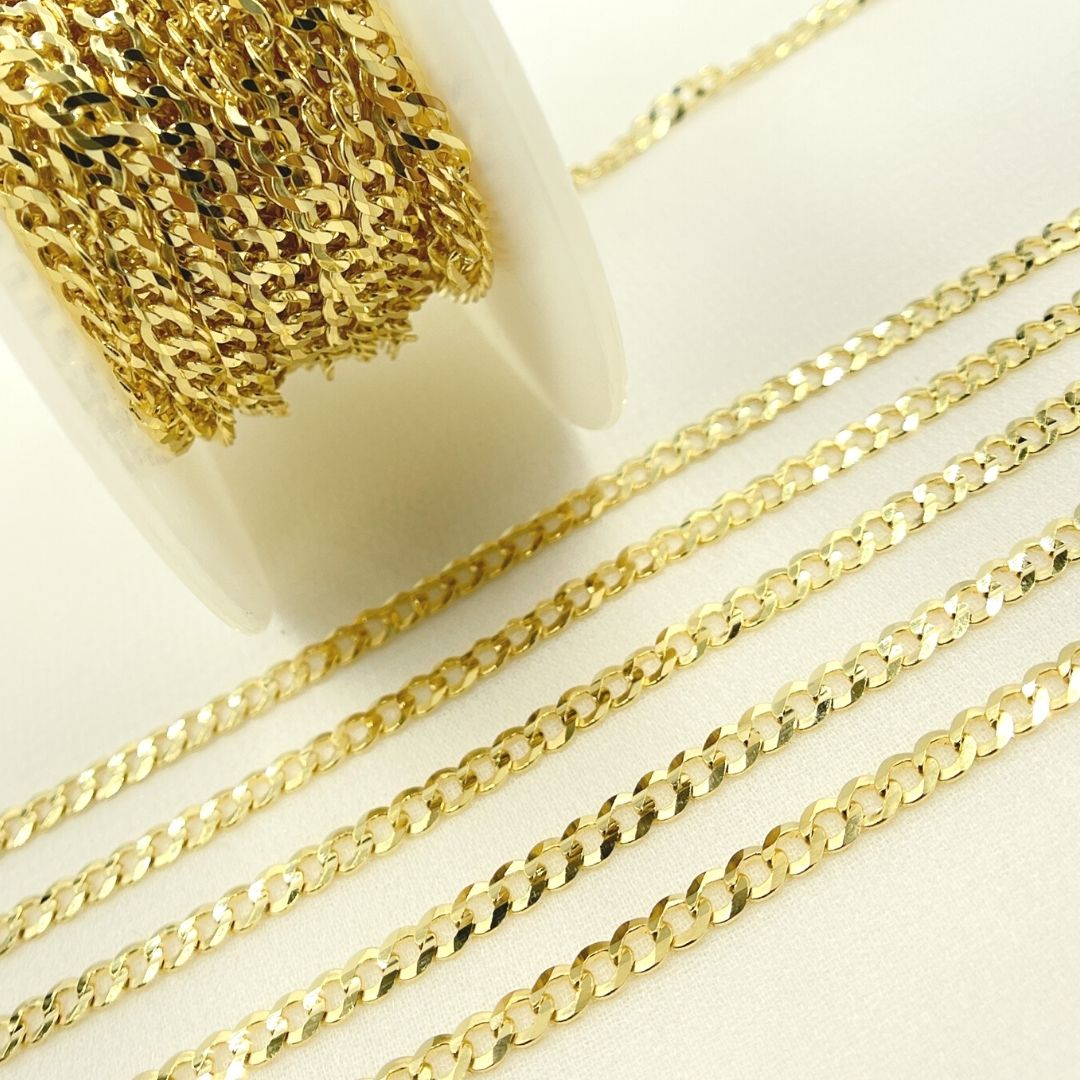Shop Now 14K Solid Gold Flat Cuban Links Chain