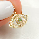 Load image into Gallery viewer, 14K Solid Gold Eye Charm with Gemstone