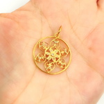 Load image into Gallery viewer, 14K Solid Gold Diamond Circle Flower Charm. GDP190