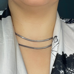 Load image into Gallery viewer, 0502213SB. Black Rhodium and White Sterling Silver Flat Wheat Necklace