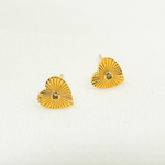 Load image into Gallery viewer, 14K Solid Gold and Diamonds Heart Earrings. GDT17

