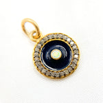 Load image into Gallery viewer, Sterling Silver Round Enamel Charm with Gemstone