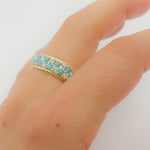 Load image into Gallery viewer, 14K Solid Gold Diamond and Turquoise Band Rings
