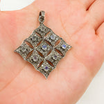 Load image into Gallery viewer, DP168. Diamond Sterling Silver Rhombus Shape Pendant with Gemstone