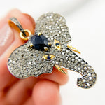 Load image into Gallery viewer, DP258. Diamond Sterling Silver Elephant Head Pendant with Gemstone