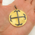 Load image into Gallery viewer, DP025. Diamond Sterling Silver Round Cross Pendant