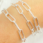 Load image into Gallery viewer, V10SS. 925 Sterling Silver Paperclip Diamond Cut Link Chain