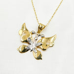 Load image into Gallery viewer, 14K Solid Gold Butterfly Charm with Diamond Cut Details. GDP676