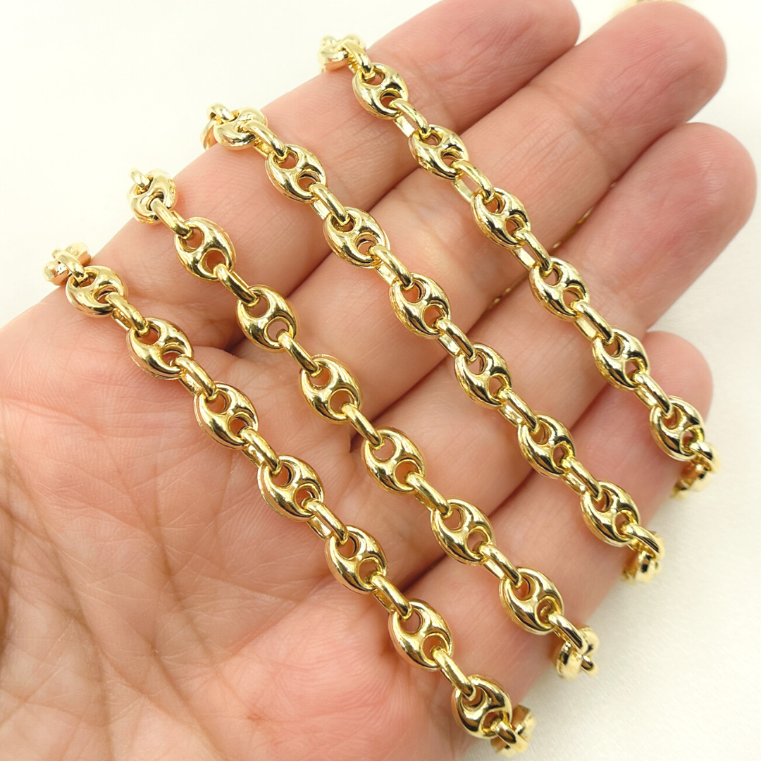 V24GP. Gold Plated Sterling Silver Puff Marina Link Chain