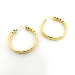 Load image into Gallery viewer, GER89. 14K Gold Diamond Cut Hollow Hoop Earrings with Texture