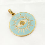 Load image into Gallery viewer, Buy Now Sterling Silver Round Sun and Eye Enamel Pendant