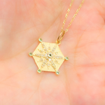 Load image into Gallery viewer, GDP637. 14K Solid Gold Star Charm in Hexagon with Diamonds and Gemstones